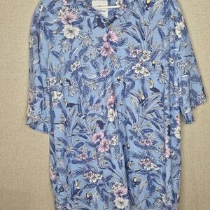 Caribbean Blue and Pink Floral Top